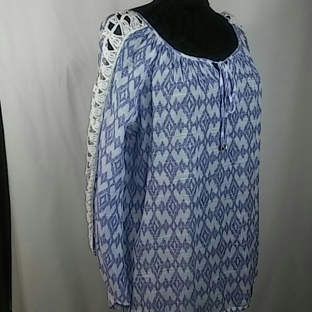 Alyx top Lace Sleeves Boho Purple Size L #W4 - Picture 2 of 7
